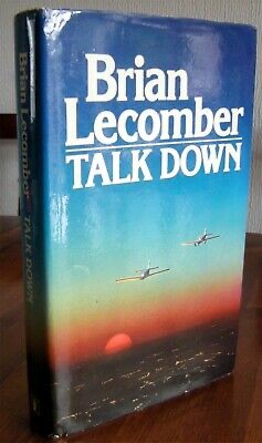 Cover of Brian Lecomber's 1978 novel "Talk Down". Two light aircraft, seen from behind, fly over an English landscape towards the sunset at an altitude of about 5,000 feet.